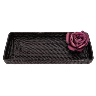 Rattan rectangular vanity tray