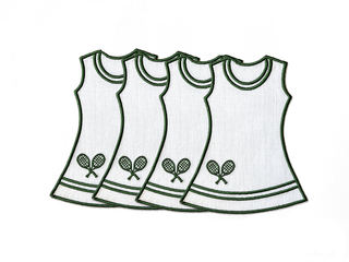 Tennis Dress Cocktail napkins by House of Gleason. Set of 4 linen napkins. Inspired by a vintage tennis dress, these linen napkins will make the best gifts for your tennis friends. 