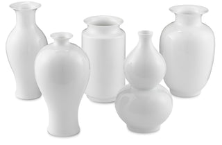 Assortment of different sized decorative vases