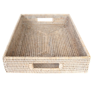 Artifacts Rattan Rectangular Tray With Cutout Handles: Honey Brown