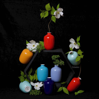 colorful glazed porcelain H x D: 5 in x 3 1/8 in, perfect for flowers or to set a beautiful table by Middle Kingdom.