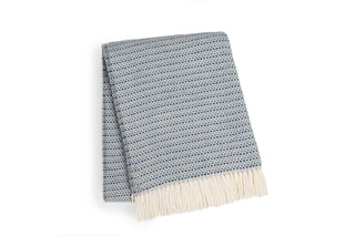 A Soft Idea Grain of Rice 55x70 Denim throw blanket with off white fringe