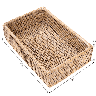 Artifacts Rattan Guest Towel - Rectangular Napkin Holder: Honey Brown