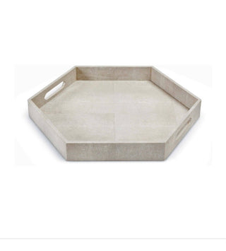 Regina Andrews Shagreen Hex Tray  ( Ivory Grey)