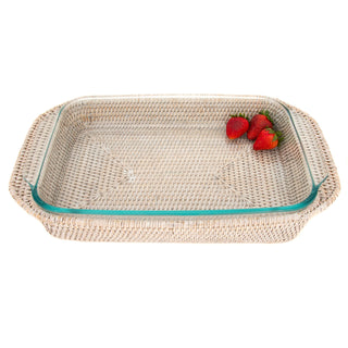 Artifacts Rattan™ Rectangular Baker Basket with Pyrex - 13": Honey Brown