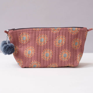 Sunflower Terracotta Block Printed Makeup Pouch