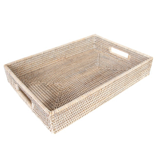 Artifacts Rattan Rectangular Tray With Cutout Handles: Honey Brown