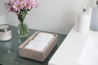 Artifacts Rattan Guest Towel - Rectangular Napkin Holder: White Wash