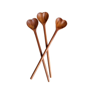 Mini Teak Heart Spoon by The Artisan and company. Length 7.2”