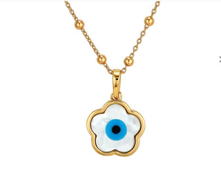 Asha MOP Flower Blue Evil Eye Charm