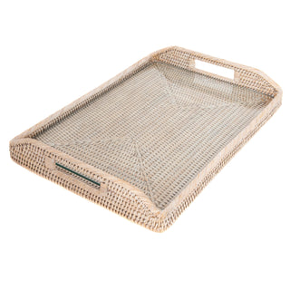 Artifacts Rattan™ Rectangular Tray & Glass Insert: Honey Brown / 14"x10"x1"