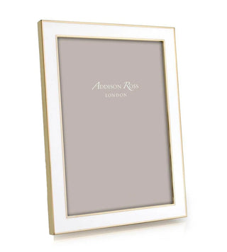 5x7 enamel frame white with gold trim by Addison Ross.