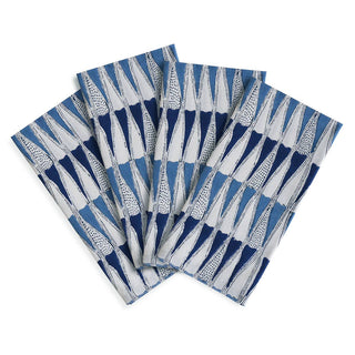 Tangier Denim Napkins by Walter G. Undulating Striped print cotton napkins- set of 4.