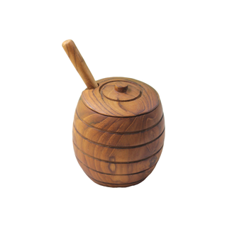 Teak Wood Honey Jar  with Dipper by The Artisan and Company.