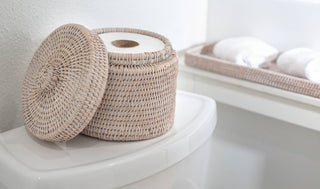 Artifacts Rattan™ Round Single Tissue Roll Box: Honey Brown