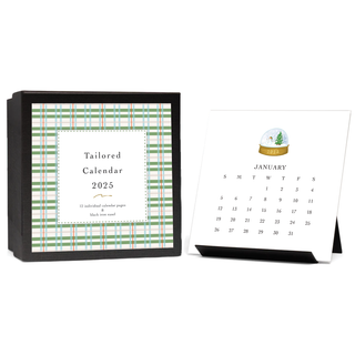 12 month paper calendar displaying artwork with black easel included by Karen Adams Design. Perfect for a desk, shelf or counter.