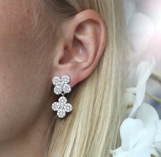 Asha White Rhodium Pave Felicity Double Earring