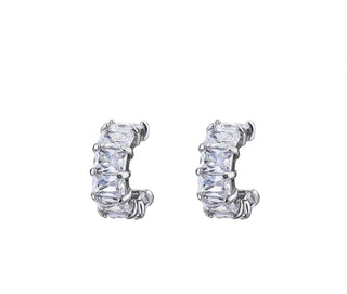 Mia Huggies by Asha. Emerald cut cz diamond Huggies.