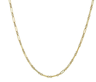 Our new 14k gold dipped Mixed Link chain available in 18” by Asha.