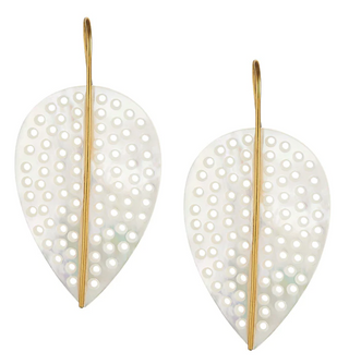 Leaf shaped mother of pearl earrings