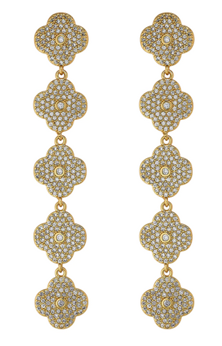 14k gold dipped Beatrix strand earring with pave CZ. 