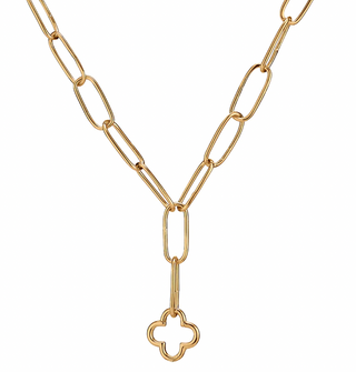 Asha 14k gold dipped clover lariat necklace