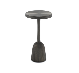 Tulee Black Accent Table mimics an inverted wine glass. Made of cast aluminum in an antique black finish.