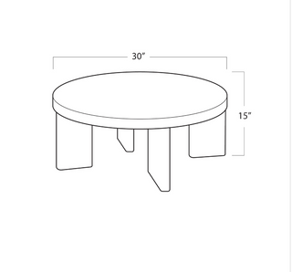 Dimensions of Regina Andrew Fraya Side Table in solid white oak. Round table with four legs measuring 30" in diameter and 15" in height.