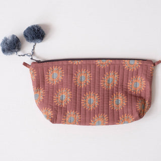 Sunflower Terracotta Block Printed Makeup Pouch