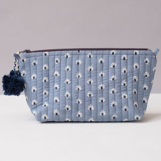 Aja Cloud Block Printed Makeup Pouch by Graymarket Design. Printed cotton toiletry bag. 