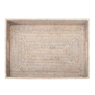 Artifacts Rattan Rectangular Tray With Cutout Handles: Honey Brown