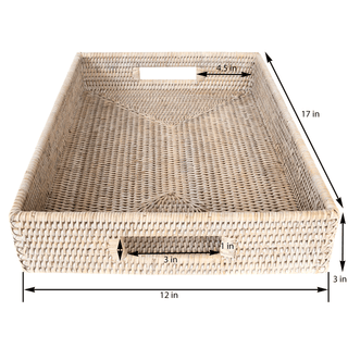 Artifacts Rattan Rectangular Tray With Cutout Handles: Honey Brown