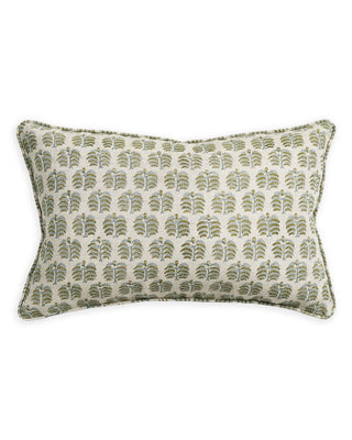 Hera Celadon Moss Pillow by Walter G. Printed linen buti motif pillow with insert.