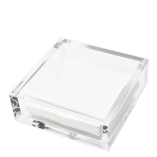 Clear acrylic napkin holder by Tara Wilson Designs.