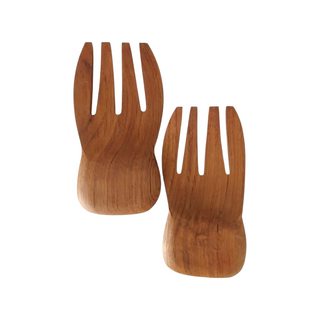 Teak Wood Salad Serving Hand Set by The Artisan and Company.