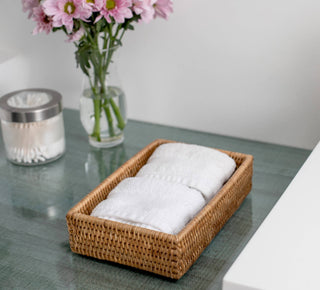 Artifacts Rattan Guest Towel - Rectangular Napkin Holder: White Wash