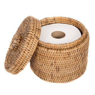 Artifacts Rattan™ Round Single Tissue Roll Box: Honey Brown