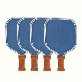 Pickleball Paddle Blue Linen cocktail Napkins by House of Gleason. Set of 4.
Serve up your after court cocktails with our blue pickleball paddle linen cocktail napkins. 
