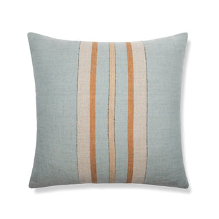 Antwerp Stripe Pillow in Natural Olive by Maison Marigold. Stripe linen pillow 22"x22". Feather Insert included.