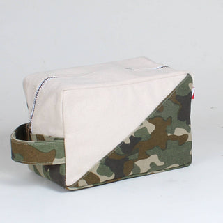ShoreBags Natural White and Camo Tavel Kit with camo canvas handle.