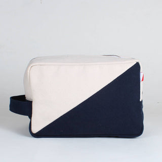 ShoreBags Natural White and Navy Tavel Kit with navy canvas handle.
