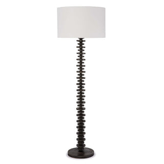 Accordion style black floor lamp with white shade