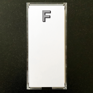 4" x 9.25" notepad with the letter 'F'