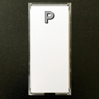 4" x 9.25" notepad with the letter 'P'