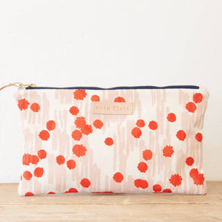 Erin Flett printed cotton barkcloth clutch with a zipper 