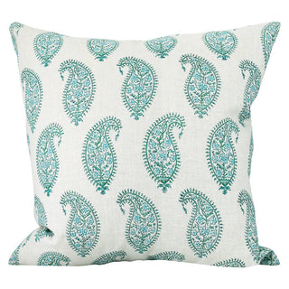 Paisley Emerald by Walter G Printed linen pillow 50x50 Insert included