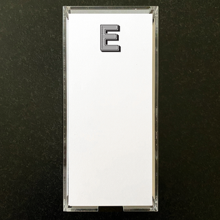 4" x 9.25" notepad with the letter 'E'