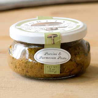 Porcini and Parmesan Pesto is a thick, hearty pesto combining Italy’s most treasured ingredients: dried porcini mushrooms and parmesan cheese