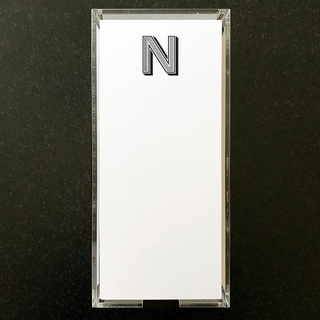 4" x 9.25" notepad with the letter 'N'
