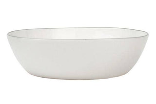 White bowl with darker, grey, trim